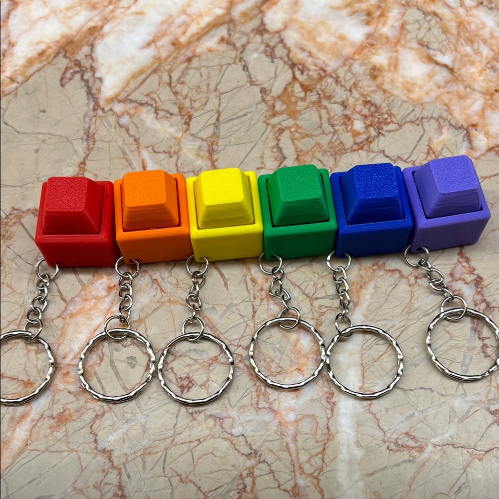 Rainbow Mechanical fidget button Keychains